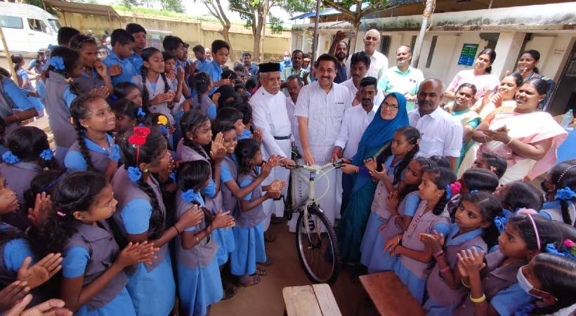 mammootty care and share foundation distributes cycle to attappady children